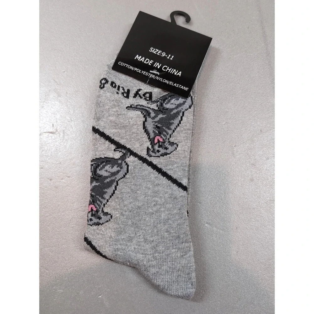 Rio & Pepe Moniques Sweet Dreams Black Lab Dog Socks Gray Novelty Crew Size 9-11